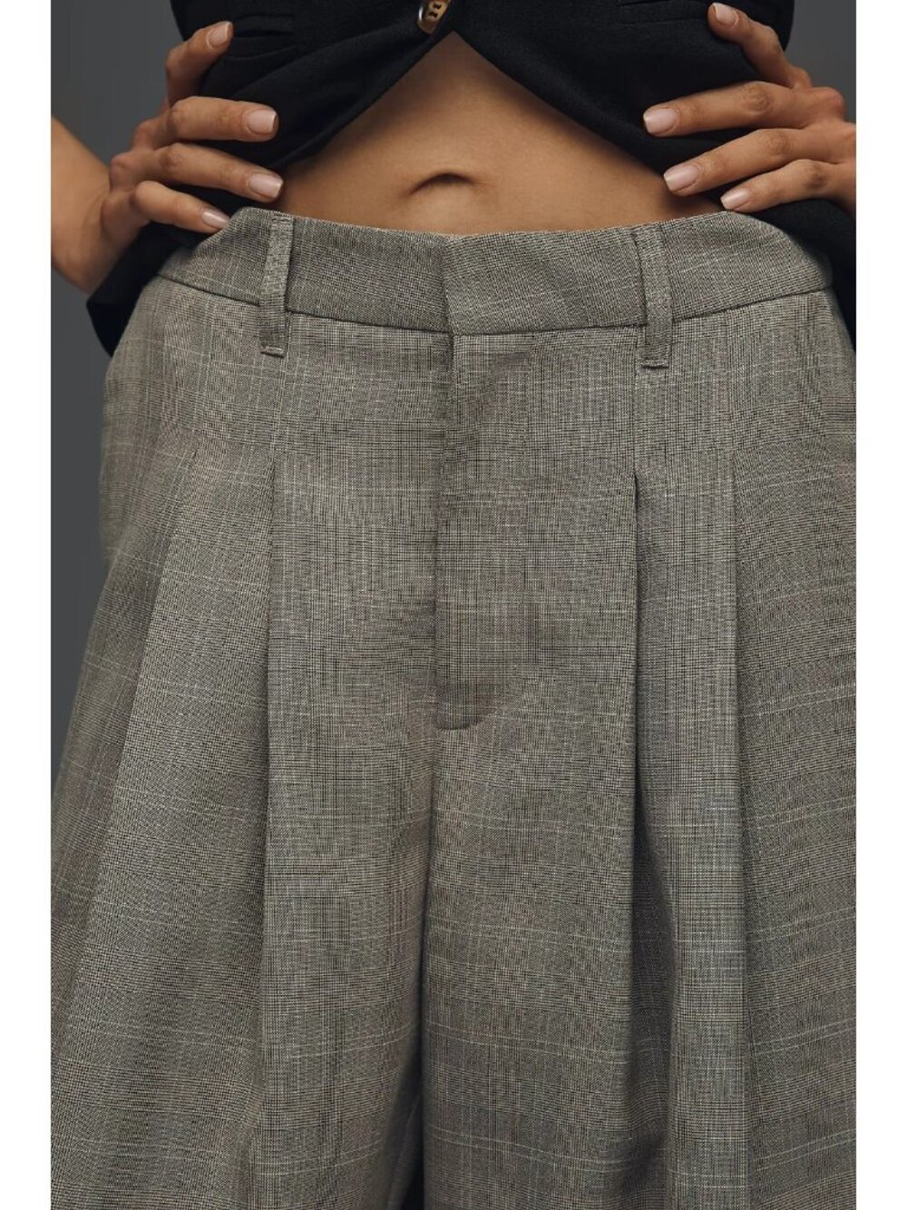 Avery Menswear Trousers by Maeve Plaid Grey XL - Picture 3 of 4